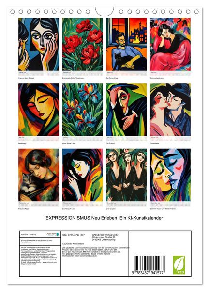 Produktbild: EXPRESSIONISMUS Neu Erleben Ein KI-Kunstkalender (Wandkalender 2026 DIN A4 hoch), CALVENDO Monatskalender