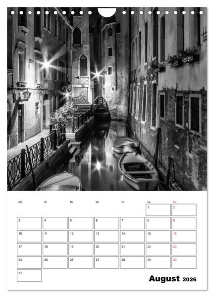 Produktbild: MONOCHROMES VENEDIG Klassische Momente (Wandkalender 2026 DIN A4 hoch), CALVENDO Monatskalender
