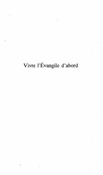 Produktbild: Vivre L'evangile D'abord