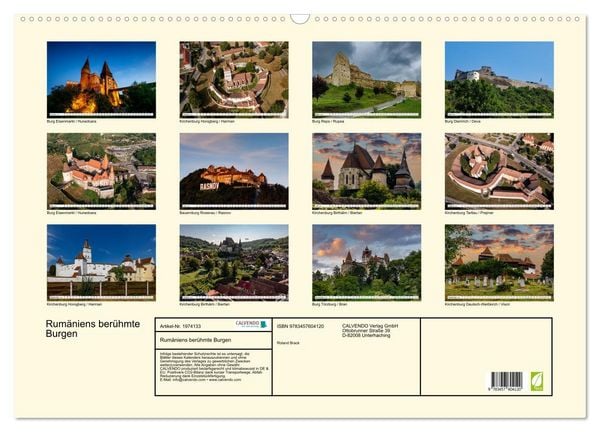 Produktbild: Rum&auml;niens ber&uuml;hmte Burgen (Wandkalender 2026 DIN A2 quer), CALVENDO Monatskalender