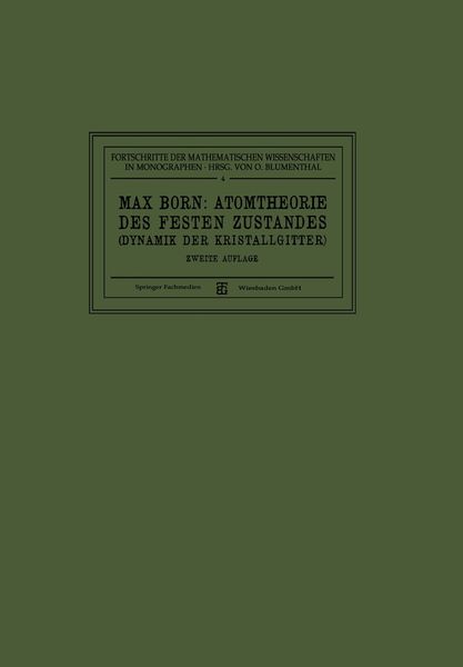 Produktbild: Atomtheorie des Festen Zustandes (Dynamik der Kristallgitter)