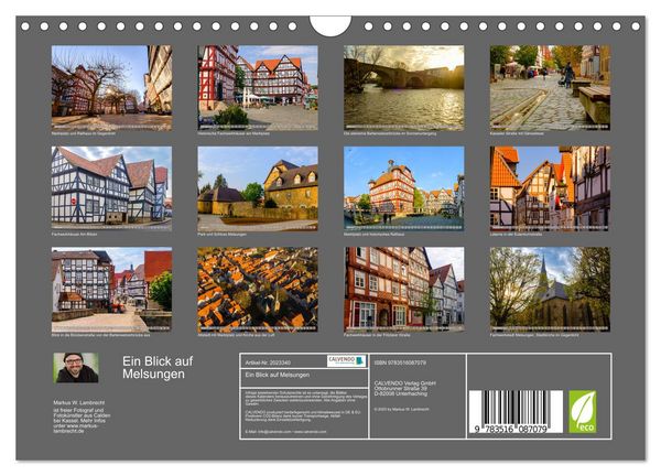 Produktbild: Ein Blick auf Melsungen (Wandkalender 2026 DIN A4 quer), CALVENDO Monatskalender