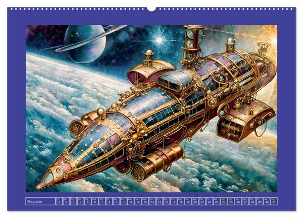 Produktbild: Steampunk power on ground, water, air and space (High Quality Premium Wall Calendar 2026 DIN A2 landscape),CALVENDO 12 Month Wall Calendar