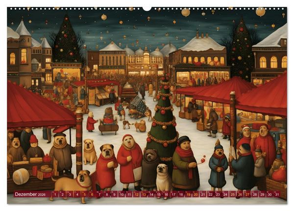Produktbild: Boteros Hunde - Kunstvoller Kalender im Stile des Boterismo (Wandkalender 2026 DIN A2 quer), CALVENDO Monatskalender
