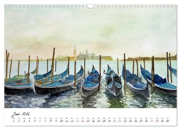 Produktbild: Venedig in stillen Aquarellen (Wandkalender 2026 DIN A3 quer), CALVENDO Monatskalender