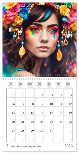Produktbild: Facial colours - Artistic AI portraits (Wall Calendar 2026 12 &times; 12 Inch) CALVENDO 12 Month Wall Calendar