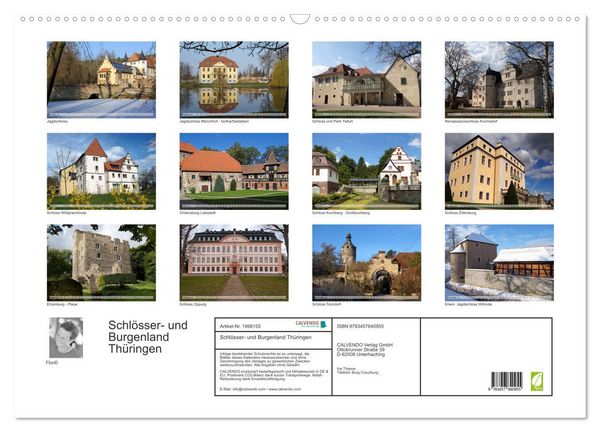 Produktbild: Schl&ouml;sser- und Burgenland Th&uuml;ringen (Wandkalender 2026 DIN A2 quer), CALVENDO Monatskalender