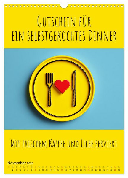 Produktbild: Gutscheinkalender - Gutschein Karten als Geschenk der Liebe (Wandkalender 2026 DIN A3 hoch), CALVENDO Monatskalender