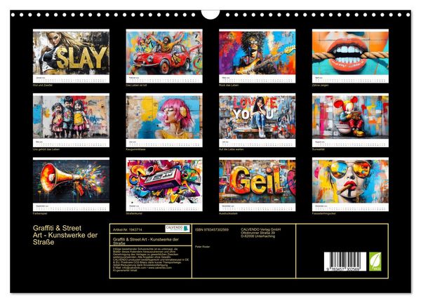 Produktbild: Graffiti & Street Art - Kunstwerke der Stra&szlig;e (Wandkalender 2026 DIN A3 quer), CALVENDO Monatskalender