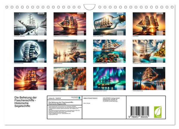 Produktbild: Die Befreiung der Flaschenschiffe - Historische Segelschiffe (Wandkalender 2026 DIN A4 quer), CALVENDO Monatskalender