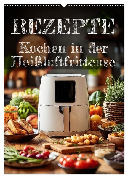 REZEPTE - Kochen in der Heißluftfritteuse (Wandkalender 2026 DIN A2 hoch), CALVENDO Monatskalender