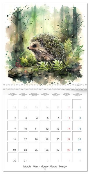 Produktbild: Animaux de la for&ecirc;t &agrave; l'aquarelle (Calendrier mural carr&eacute; 2026 30x30 cm) Calendrier double avec une page pour vos prises de notes