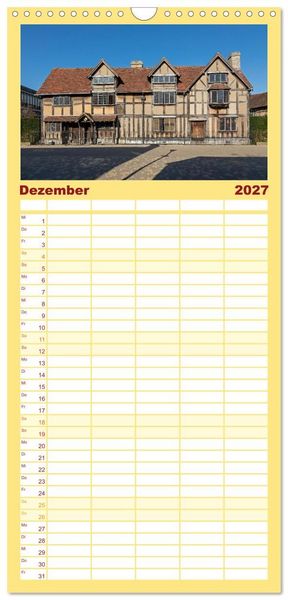 Produktbild: Familienplaner 2027 - Stratford upon Avon - Shakespeare-Stadt mit 5 Spalten (Wandkalender, 21 x 45 cm) CALVENDO