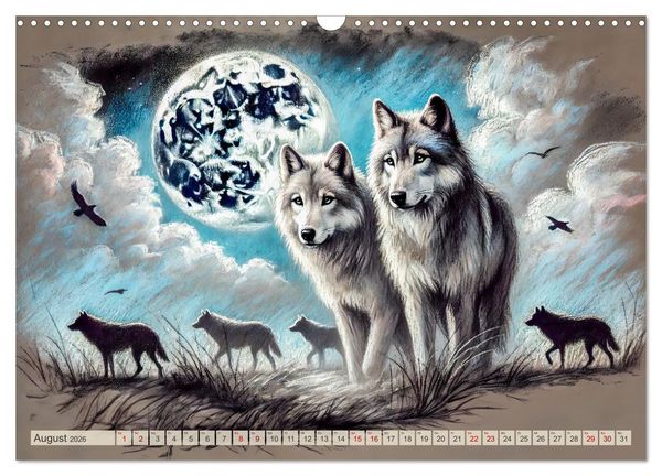 Produktbild: Die Eleganz der W&ouml;lfe - Mythische Begegnungen in der Natur (Wandkalender 2026 DIN A3 quer), CALVENDO Monatskalender