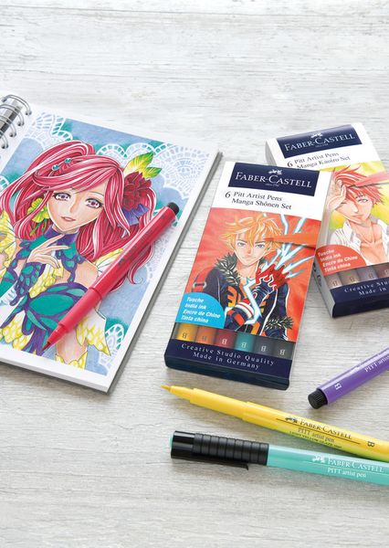 Faber-Castell Tuschestifte Pitt Artist Pens Manga Shonen, 6er Etui