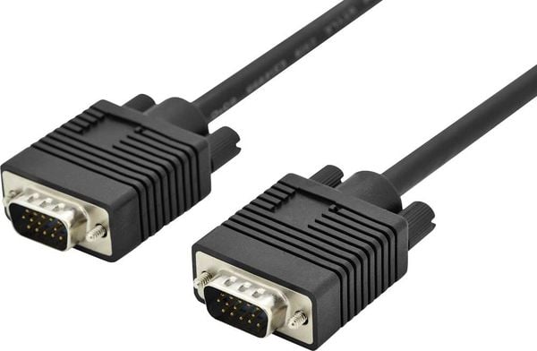 Digitus VGA Anschlusskabel VGA 15pol. Stecker, VGA 15pol. Stecker 5.00 m Schwarz AK-310103-050-S mit Ferritkern, doppelt