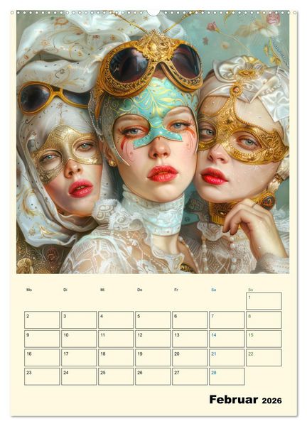 Produktbild: Surreale Frauenportraits im venezianischen Stil - Planer (Wandkalender 2026 DIN A2 hoch), CALVENDO Monatskalender