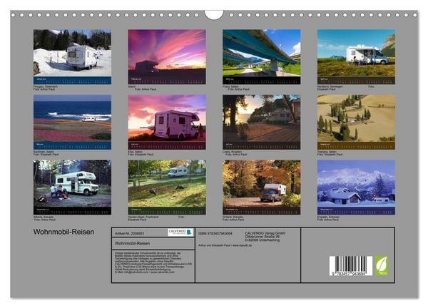 Produktbild: Wohnmobil-Reisen (Wandkalender 2026 DIN A3 quer), CALVENDO Monatskalender