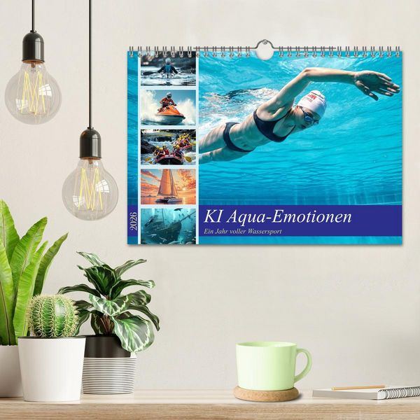 Produktbild: KI Aqua-Emotionen - Ein Jahr voller Wassersport (Wandkalender 2026 DIN A4 quer), CALVENDO Monatskalender