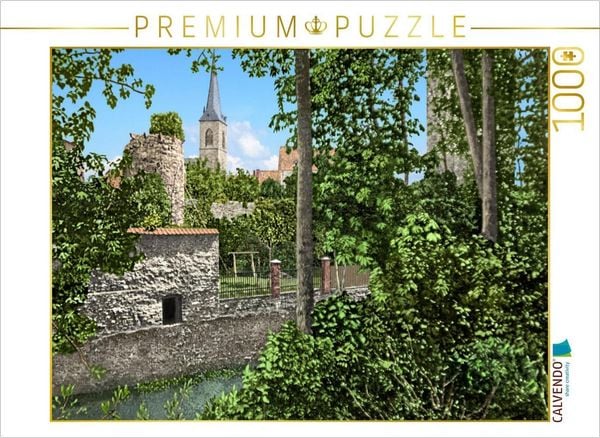 CALVENDO Puzzle Aschersleben - Blick zum Dammtor im Apothekergraben am Eineufer um 1907 | 1000 Teile Lege-Größe 64x48cm Foto-Puzzle für glückliche