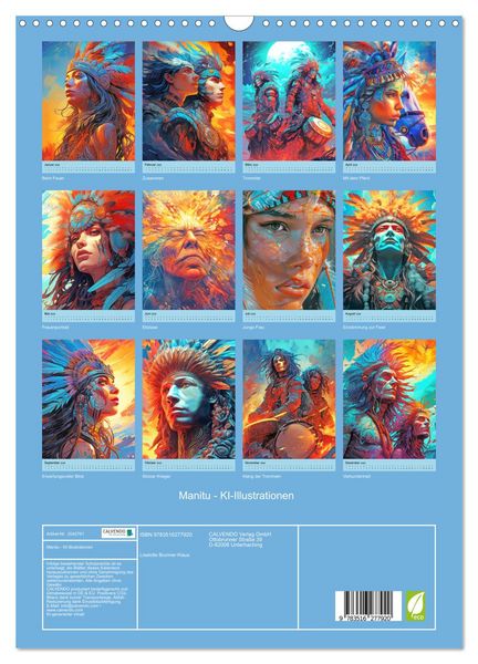Produktbild: Manitu - KI-Illustrationen (Wandkalender 2026 DIN A3 hoch), CALVENDO Monatskalender