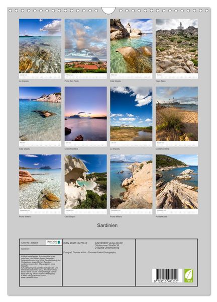 Produktbild: Sardinien (Wandkalender 2026 DIN A3 hoch), CALVENDO Monatskalender