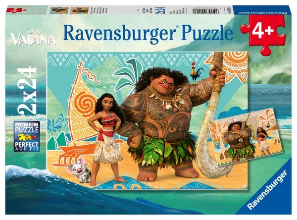 Ravensburger 9156 - Disney Vaiana, Kinder-Puzzle, 2x24 Teile