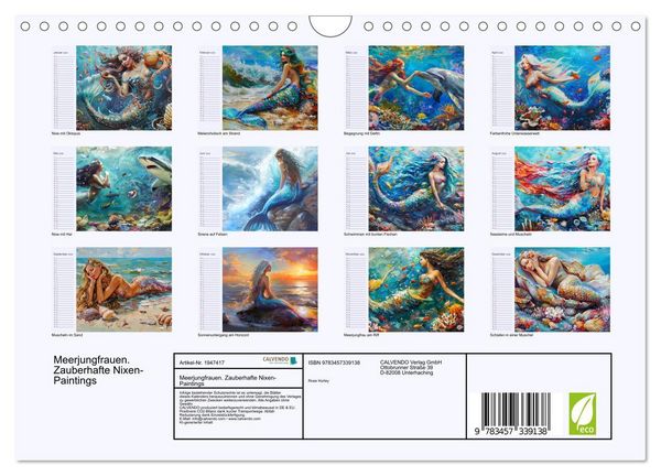 Produktbild: Meerjungfrauen. Zauberhafte Nixen-Paintings (Wandkalender 2026 DIN A4 quer), CALVENDO Monatskalender