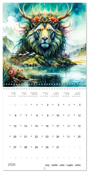 Produktbild: Cr&eacute;atures enchant&eacute;es (Calendrier mural carr&eacute; 2026 30x30 cm) Calendrier double avec une page pour vos prises de notes
