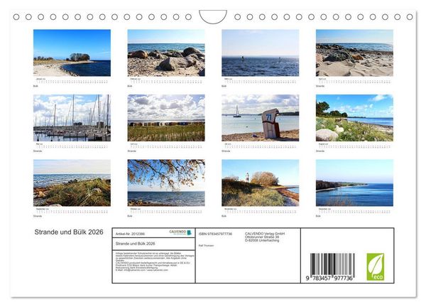 Produktbild: Strande und B&uuml;lk 2026 (Wandkalender 2026 DIN A4 quer), CALVENDO Monatskalender