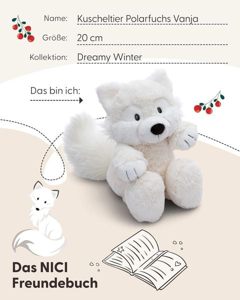 NICI - Kuscheltier Polarfuchs Vanja 20cm schlenkernd GREEN