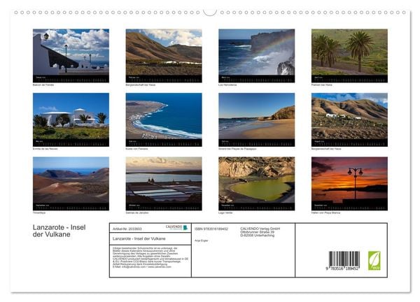 Produktbild: Lanzarote - Insel der Vulkane (hochwertiger Premium Wandkalender 2026 DIN A2 quer), Kunstdruck in Hochglanz