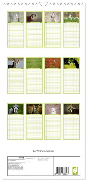 Produktbild: Familienplaner 2027 - Der Windhundekalender mit 5 Spalten (Wandkalender, 21 x 45 cm) CALVENDO