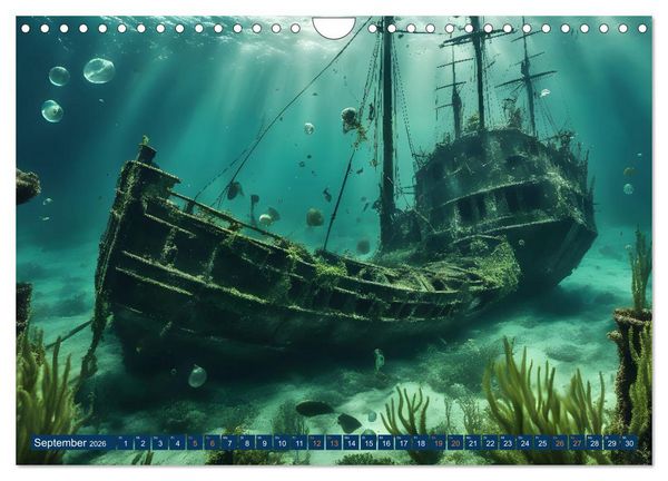Produktbild: Unterwasserwelt der Wracks 2026 (Wandkalender 2026 DIN A4 quer), CALVENDO Monatskalender