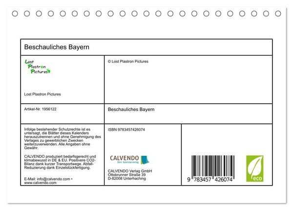 Produktbild: Beschauliches Bayern (Tischkalender 2026 DIN A5 quer), CALVENDO Monatskalender