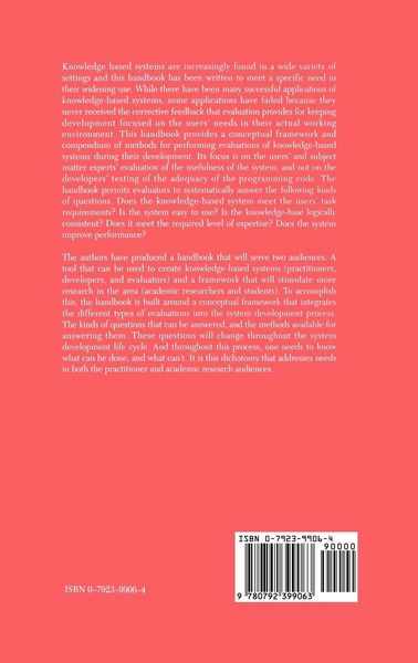 Produktbild: Handbook for Evaluating Knowledge-Based Systems