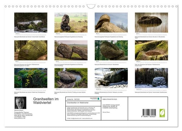 Produktbild: Granitwelten im Waldviertel (Wandkalender 2026 DIN A3 quer), CALVENDO Monatskalender