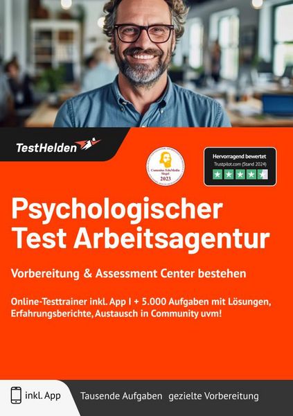 Psychologischer Test Arbeitsagentur: Vorbereitung & Assessment Center bestehen, Taschenbuch von Tom Wenk, TestHelden, 9783985407958