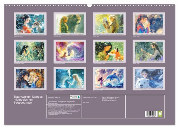 Produktbild: Traumwelten. Mangas mit magischen Begegnungen (Wandkalender 2026 DIN A2 quer), CALVENDO Monatskalender