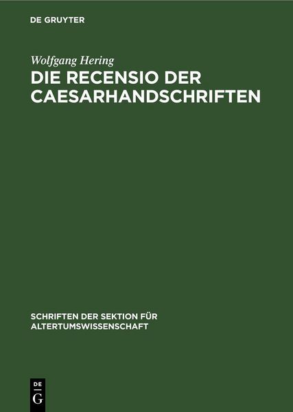 Produktbild: Die Recensio der Caesarhandschriften