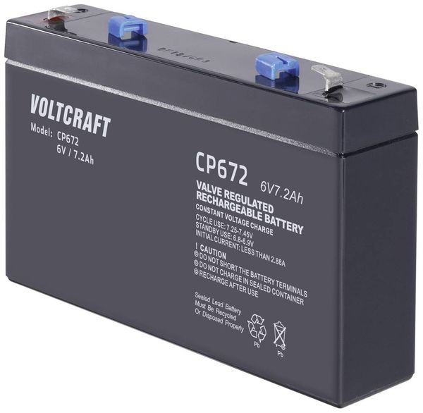 VOLTCRAFT CE6V/7Ah VC-12713945 Bleiakku 6 V 7.2 Ah Blei-Vlies (AGM) (B x H x T) 151 x 100 x 34 mm Flachstecker 4.8 mm Wa