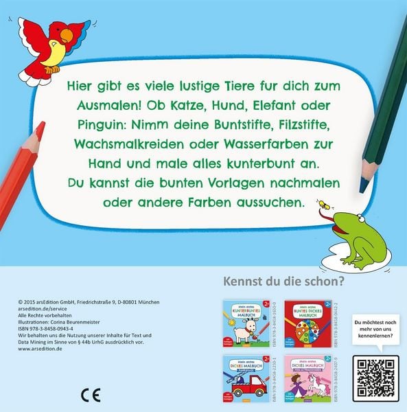 Produktbild: Mein erstes dickes Malbuch ab 2 &ndash; Bunte Tierwelt