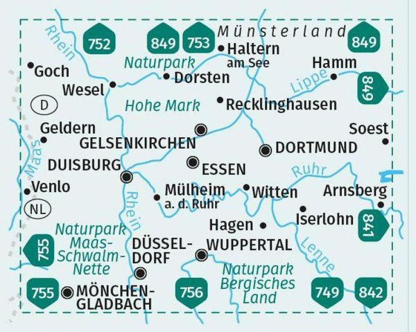 Produktbild: KOMPASS Wanderkarten-Set 821 Ruhrgebiet (3 Karten) 1:50.000