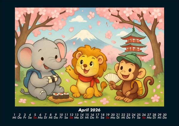 Produktbild: Raffi, Buschi & Milo - Drei Freunde auf Weltreise 2026 Fotokalender DIN A4