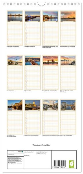 Produktbild: Familienplaner 2027 - Wundersch&ouml;nes K&ouml;ln mit 5 Spalten (Wandkalender, 21 x 45 cm) CALVENDO