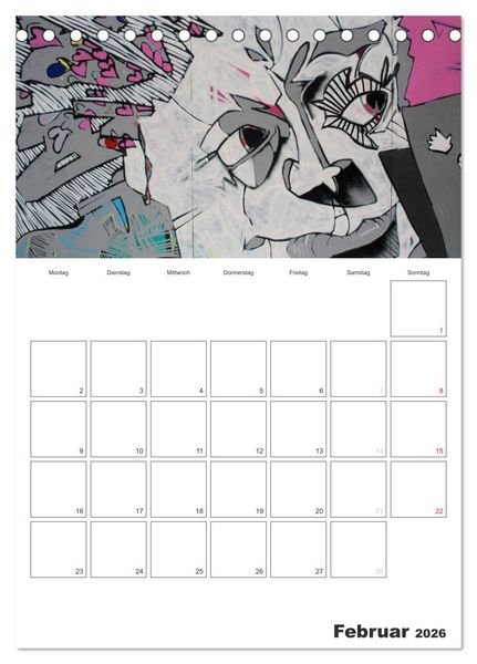 Produktbild: GRAFFITI 2026 / Planer (Tischkalender 2026 DIN A5 hoch), CALVENDO Monatskalender
