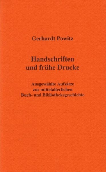 Produktbild: Handschriften und fr&uuml;he Drucke