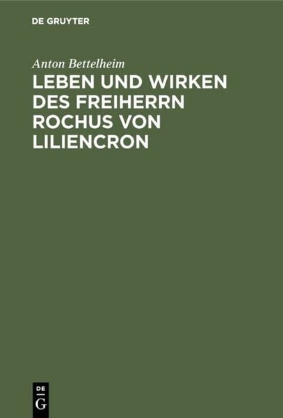 Produktbild: Leben und Wirken des Freiherrn Rochus von Liliencron