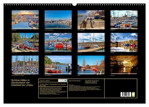 Produktbild: Sch&ouml;ne H&auml;fen in Deutschland von Greetsiel bis Lindau (Wandkalender 2026 DIN A2 quer), CALVENDO Monatskalender