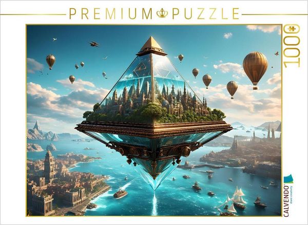 Produktbild: CALVENDO Puzzle Steampunk - fliegende Glaspyramide | 1000 Teile Lege-Gr&ouml;&szlig;e 64x48cm Foto-Puzzle f&uuml;r gl&uuml;ckliche Stunden